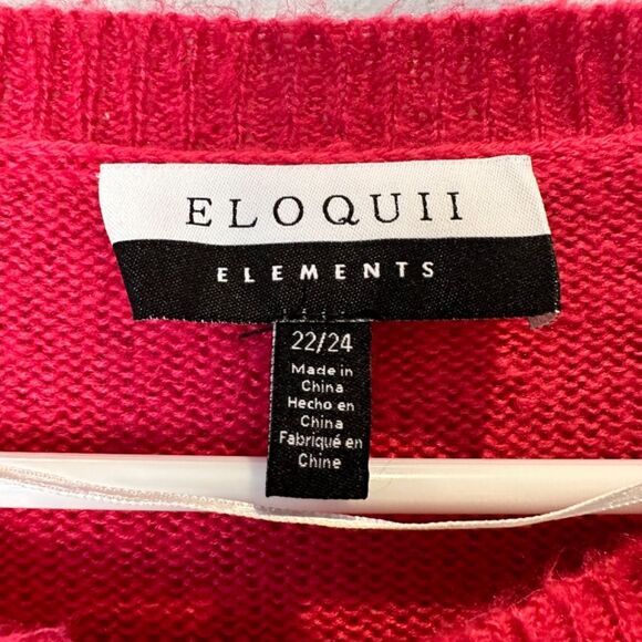 Eloquii Bold Stripe Pink Yellow White Crew Neck Balloon Sleeve Sweater 22/24 EUC - Picture 4 of 7